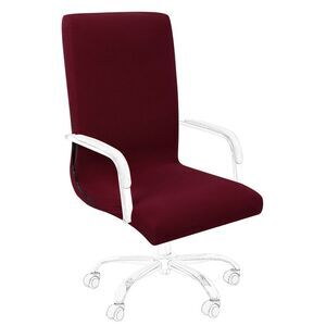 Stretch Jacquard Office Cover Swivel Chair Protector Medium Burgundy